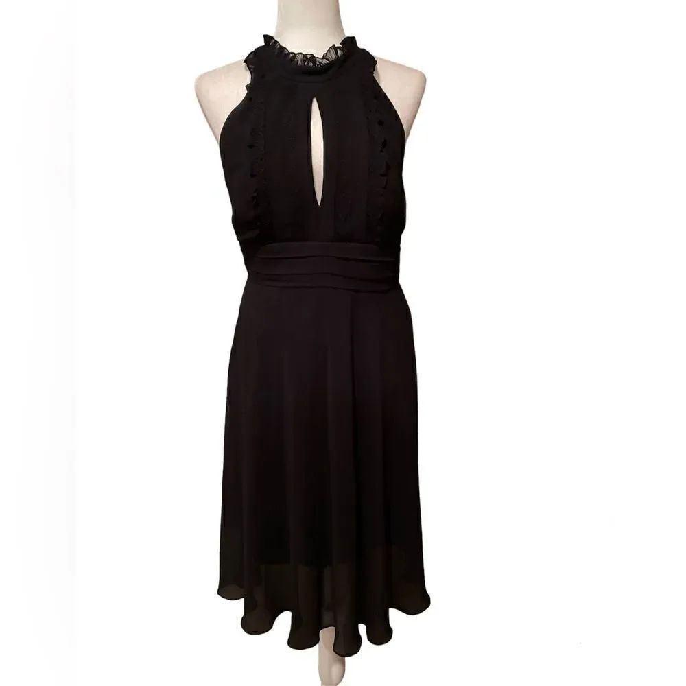 London Times Black Halter Top Dress Size 10